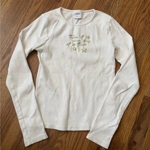 Zara Kids Cream Ribbed Top